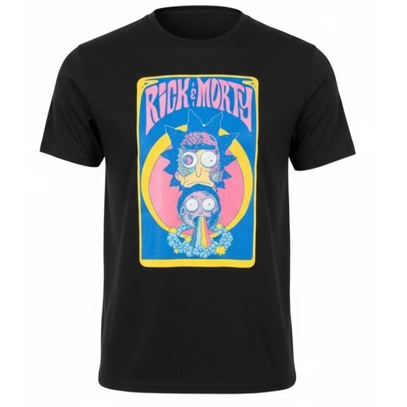 Rick And Morty Shirt Mens XLarge Black Adult Swim Psychedelic Graphic Cartoon - Picture 1 of 11